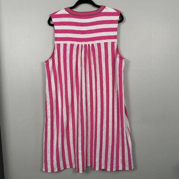 Boden Nadine Notch Cotton Dress Size 14R Pink White Stripe Sleeveless - Picture 5 of 5